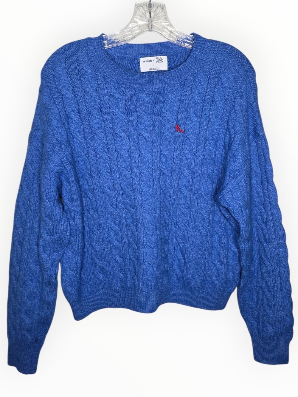 Old Navy Cerulean Blue Cable Knit Crewneck Sweater The Devil Wears Prada Collab